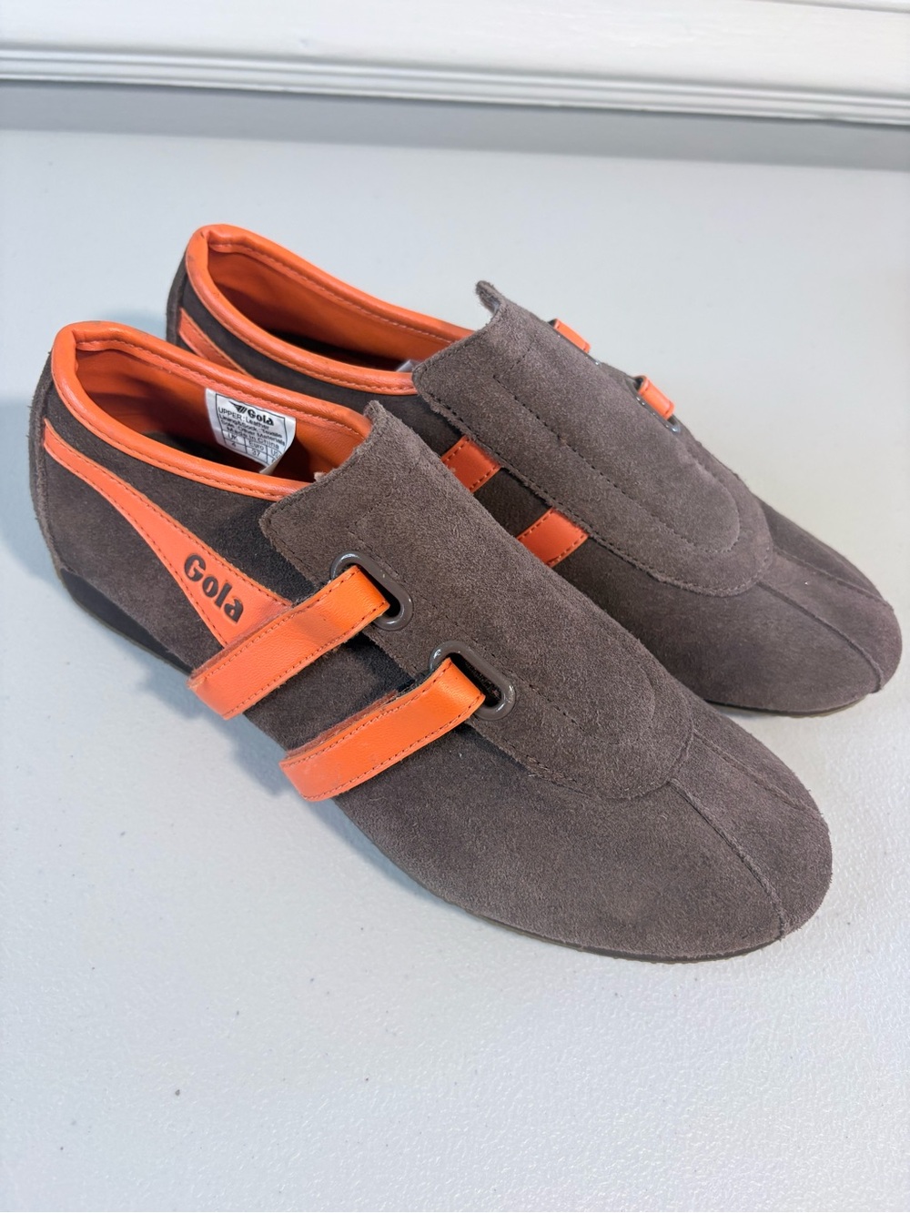 Gola Retro Suede Double Strap Sneakers Brown Orange Trainers Women’s US 6 - Picture 3 of 12